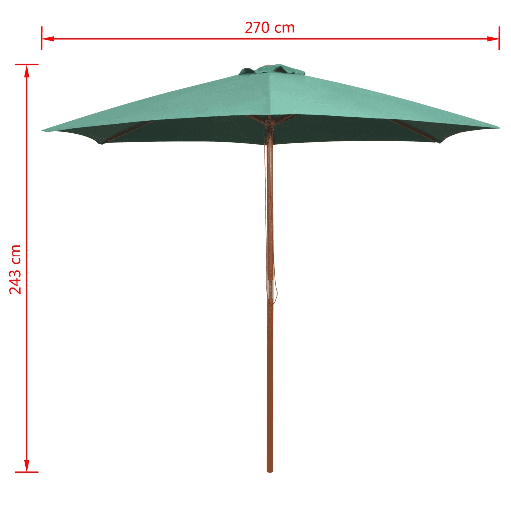 Ombrello | Parasolne 270x270 cm con Palo in Legno Verde