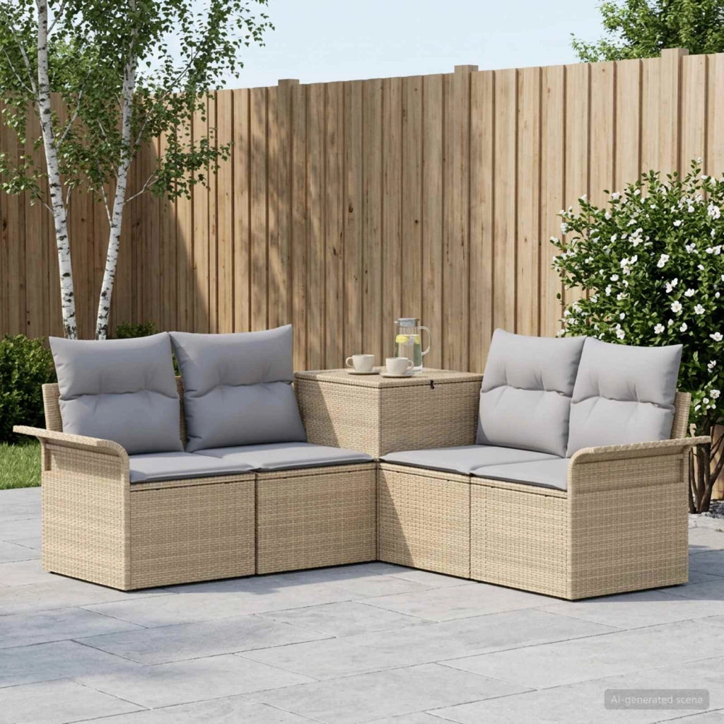 Set di divani 5 pz Beige e Grigio Chiaro 3447743