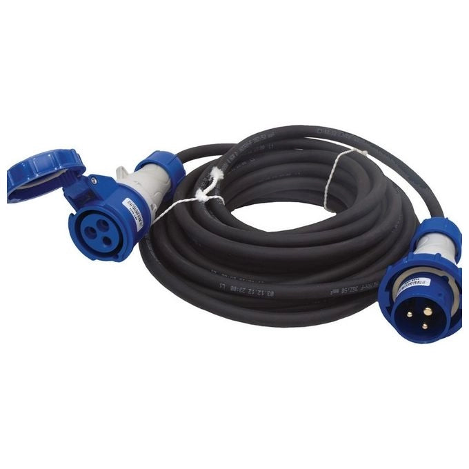 ROSI PR20MTN8213 Prolunga Industriale da Cantiere 20 m IP67 H07RN-F 3G2,5 Presa e Spina CEE 16A 2P+T colore Nero