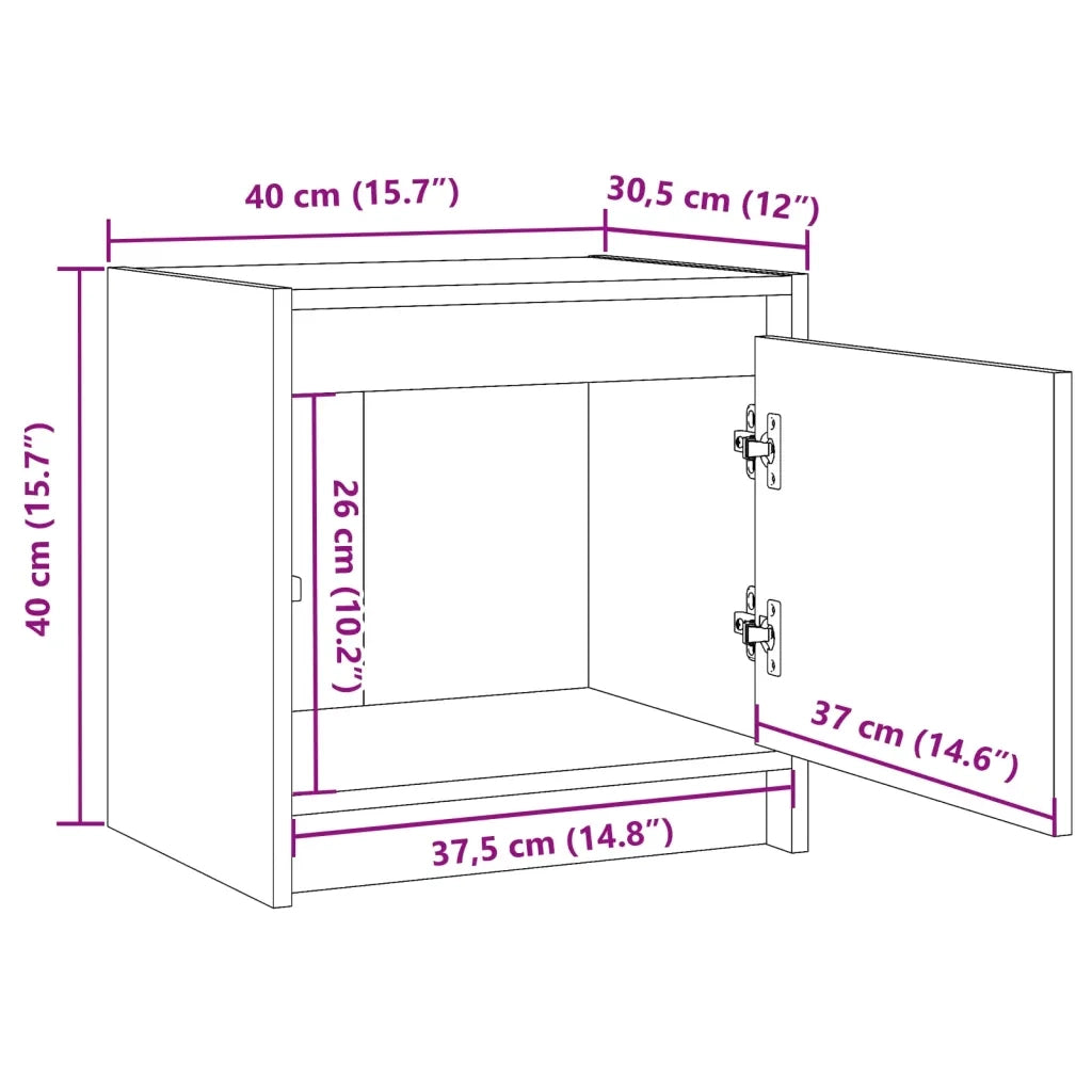 Set di 2 Comodini | Armadio da Notte | Mobiletto da notte Bianchi 40x30,5x40 cm in Legno Massello di Pino
