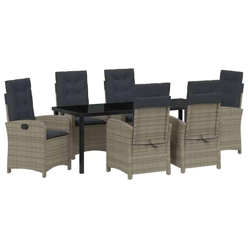 Set da Pranzo per Giardino con cuscino 7 pcs Grigio polyrattan 3380279