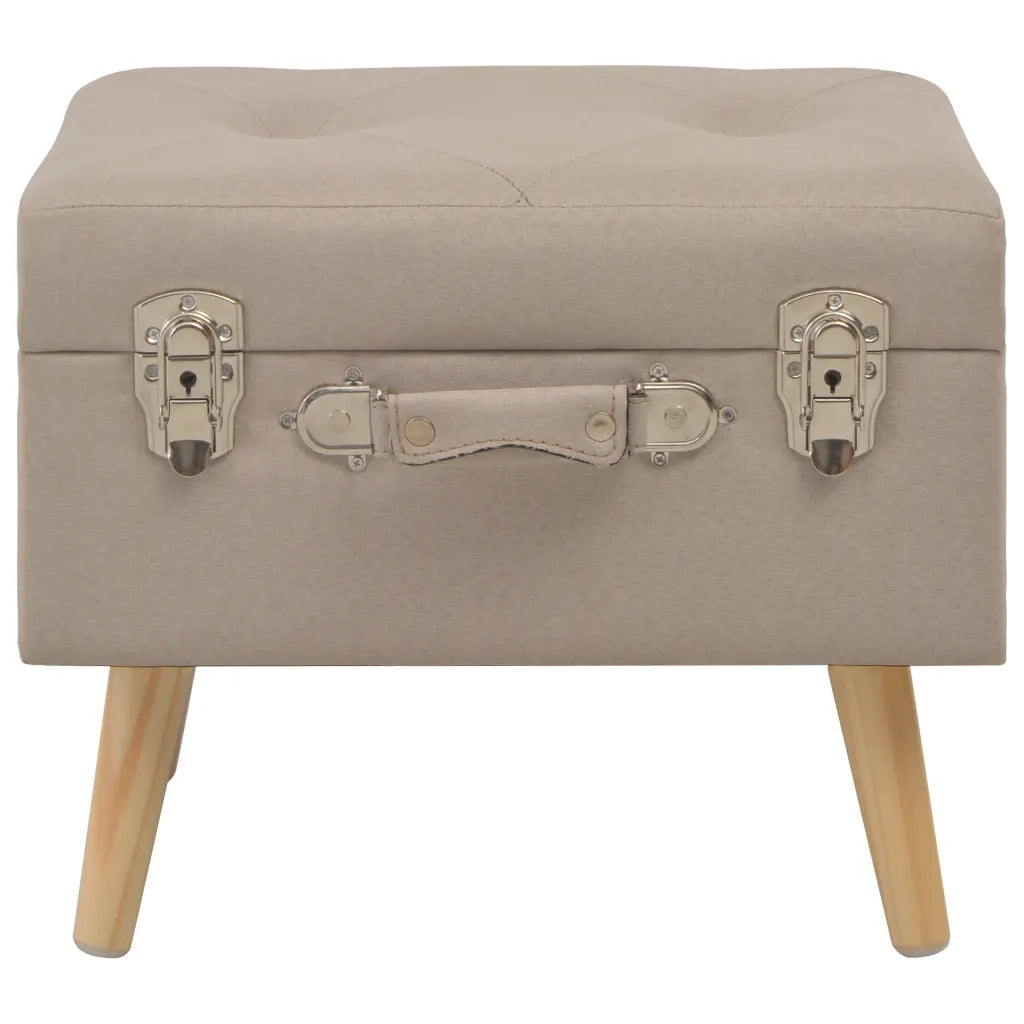 Sgabelli con Contenitore 3 pz in Tessuto Beige