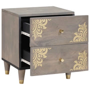 Comodino | Armadio da Notte | Mobiletto da notte Grigio 40 x 33 x 46 cm Legno di mango massello