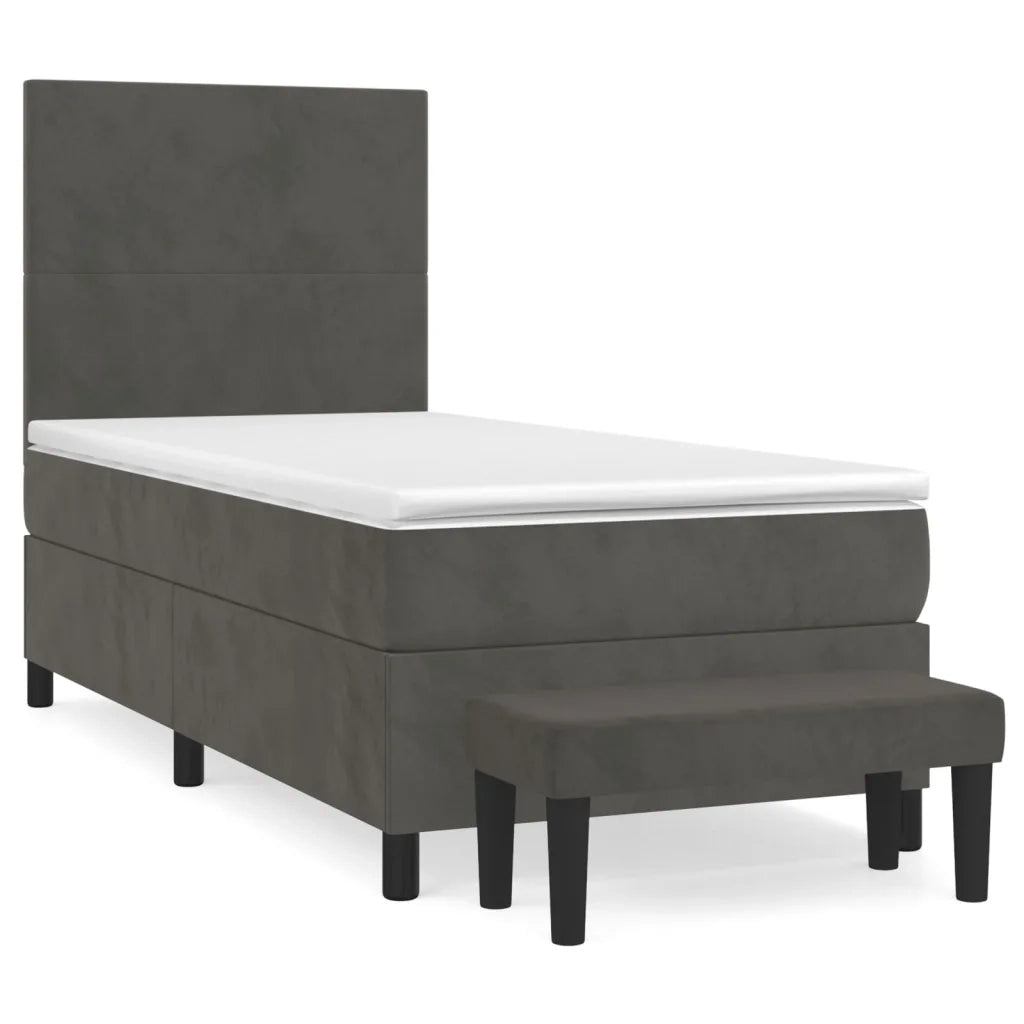 Giroletto a Molle con Materasso Grigio Scuro 90x190 cm Velluto 3137696