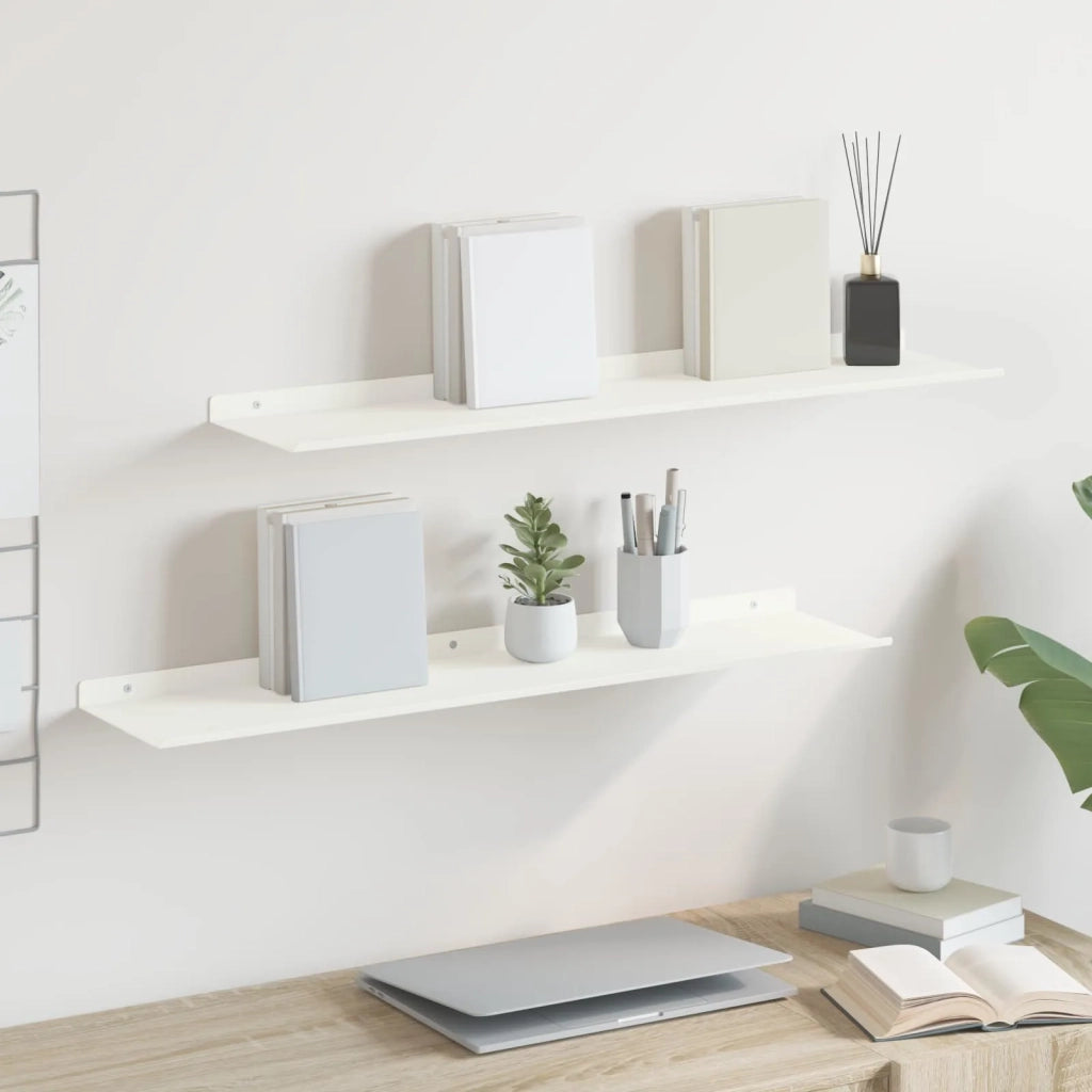 Mensola sospesa 2 pcs Bianco 80 x 18 x 2,5 cm Acciaio 8004042