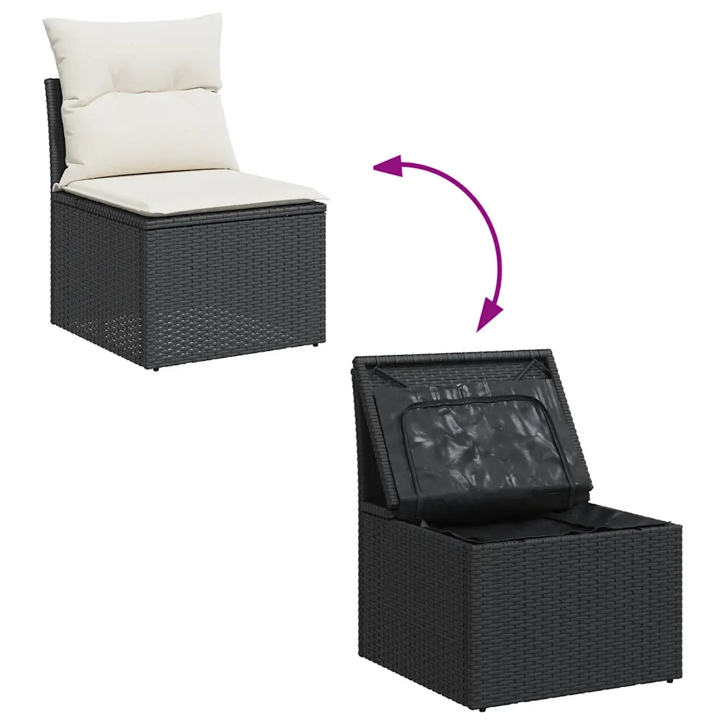 Set Divani da Giardino con Cuscini 7pz Nero Polyrattan 3326577