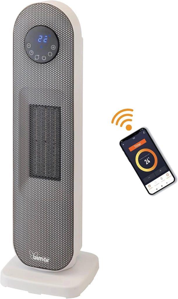 Bimar Termoventilatore Wi-Fi Colonna AMA10 Ceramica Controllo Vocale Timer 12h Basso Consumo