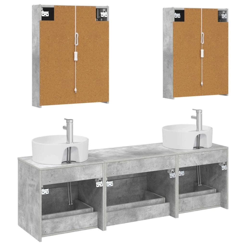 Set di mobili per il bagno 5 pz Grigio Cemento 3406890