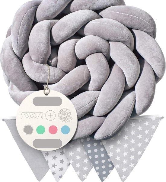 Babysalaio per lettino, protezione per capo e lettino, ideale per regali e decorazioni, bumper per bambini - 300 cm (grigio)