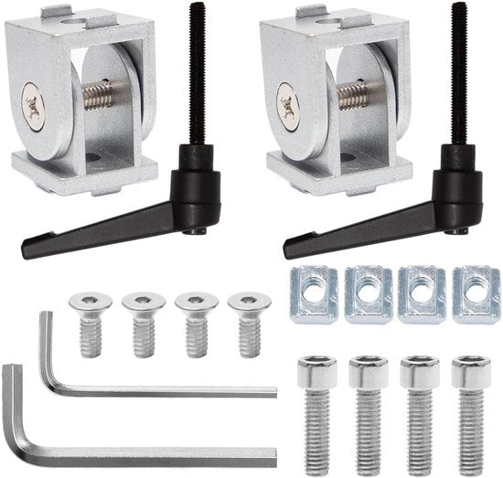 Connettori angolari 2 pezzi - Connettori angolari adattabili - Acciaio inox - Angolo di rotazione 180° - Sfera di movimento flessibile - Adatti per componenti di stampanti 3D - Connettori angolari