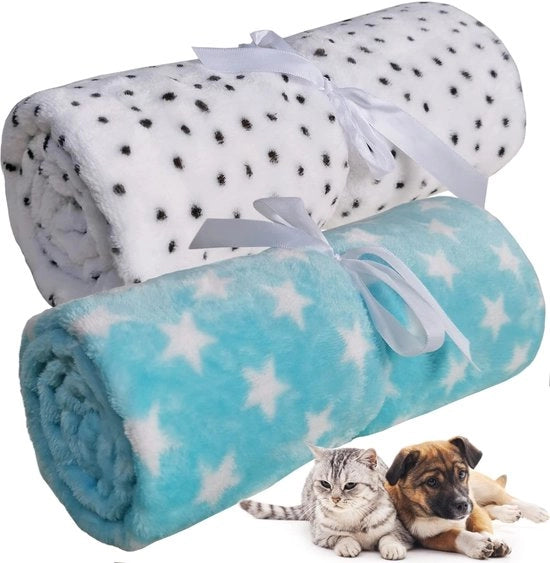 Kit di coperte per cani leggere - Fleece - 2 pezzi - Lavabile - 100 x 150 cm - Adatto per divano/letto - Caldo e accogliente - Coperta per animali domestici