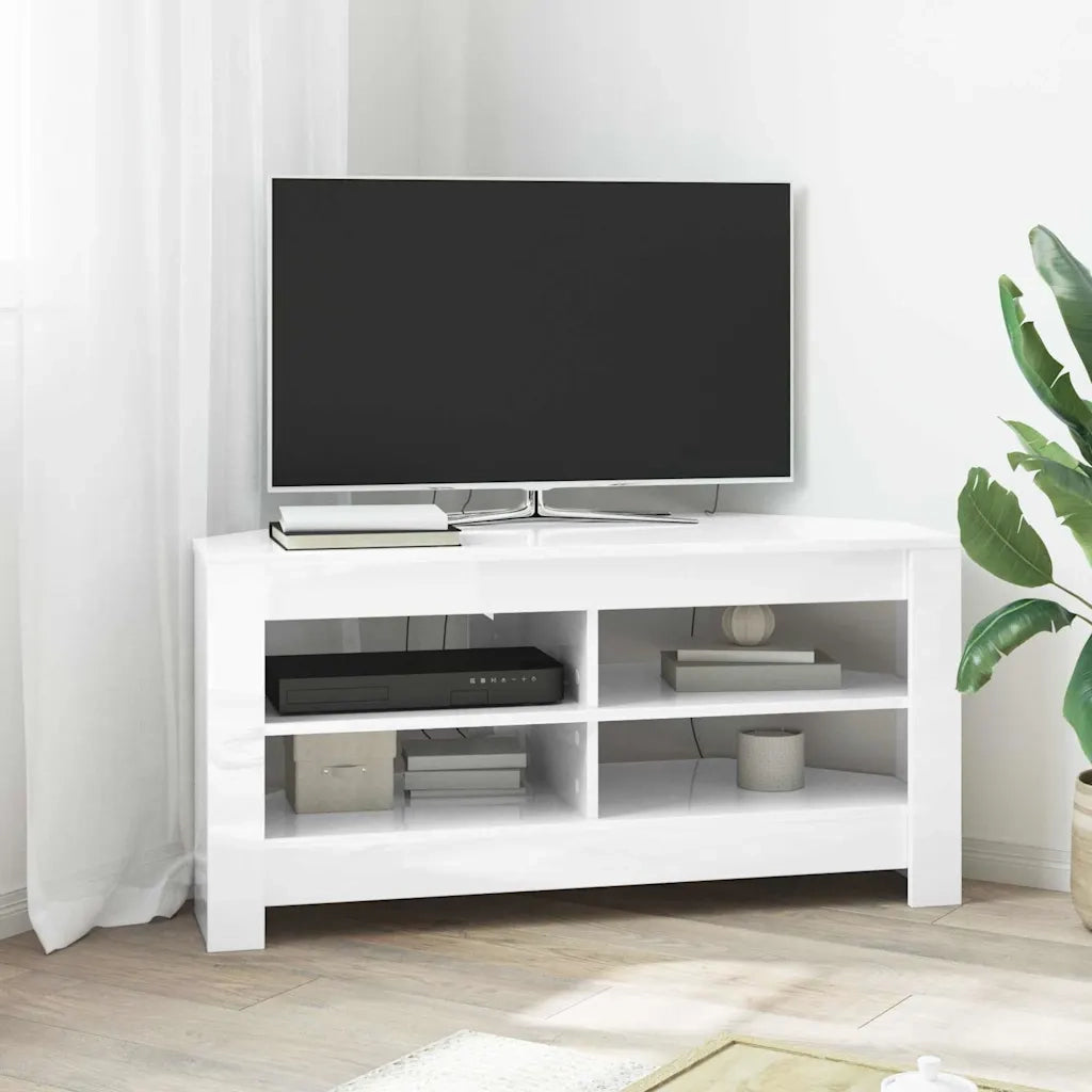 MobileTV | Armadietto TV | Mobile Porta TVAngolare Bianco ad Alto Lucido 102 x 40,5 x 45 cm