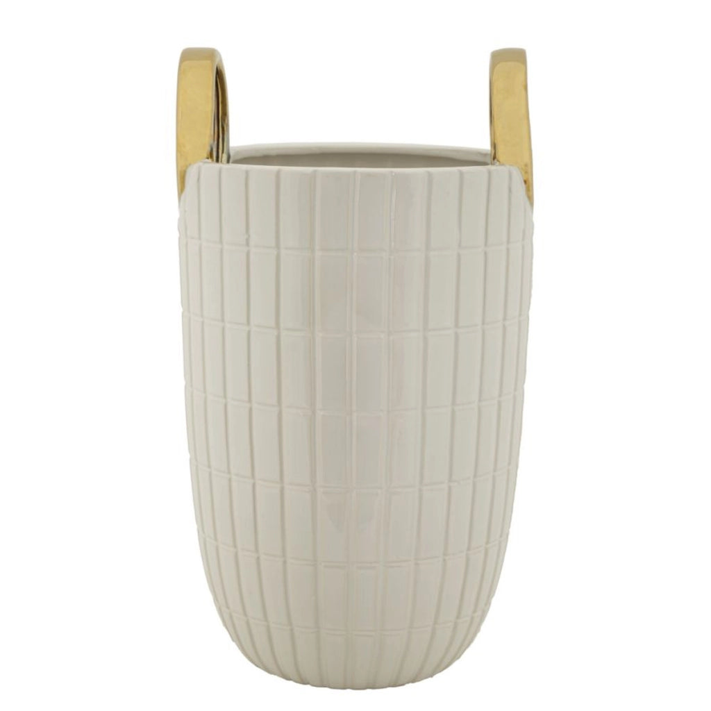 Vaso Decorativo VKH648, Bianco, Ceramica, 18x18x25 cm