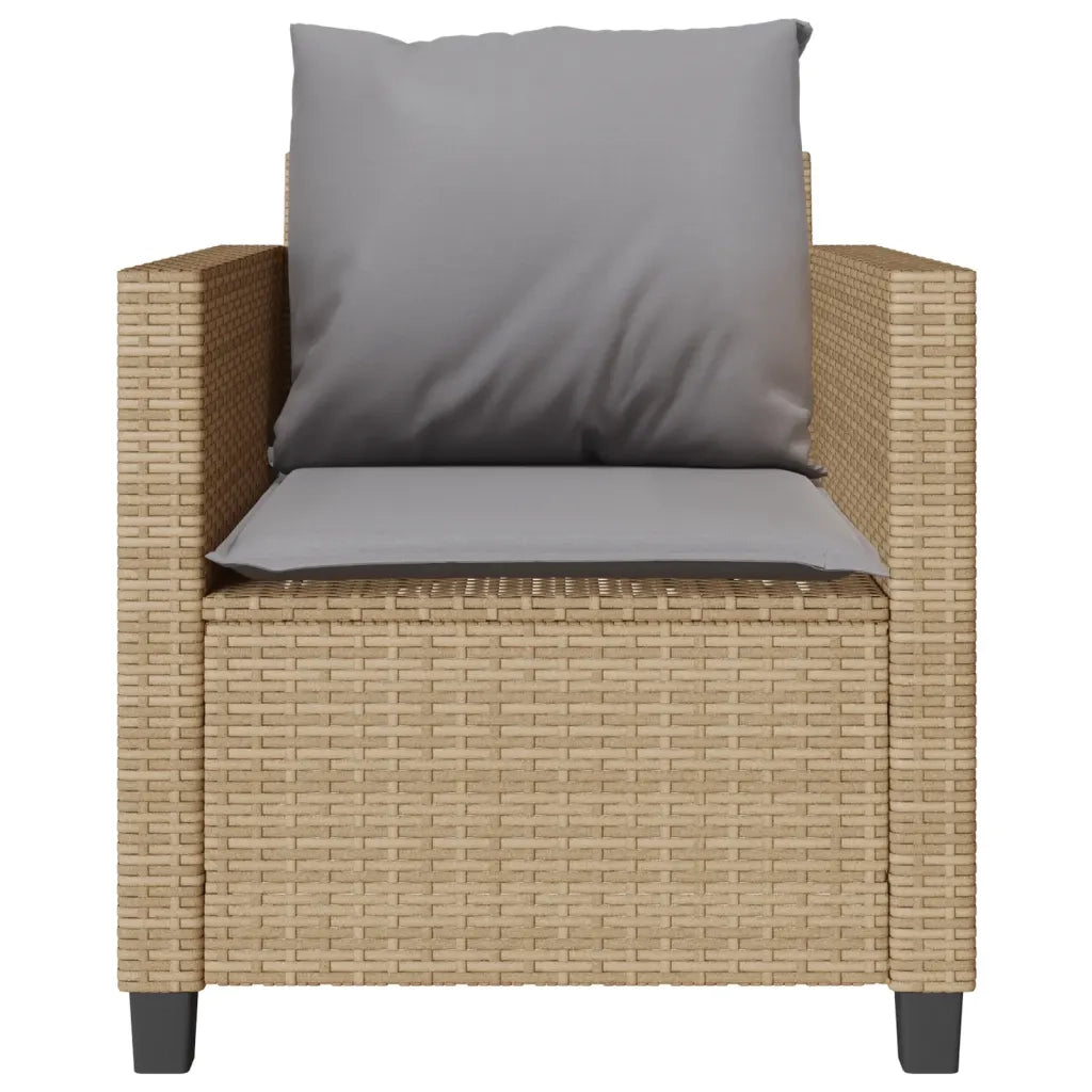 Set da Bistr¨° 3 pz | Set Salotto da Giardino con Cuscini Beige in Polyrattan