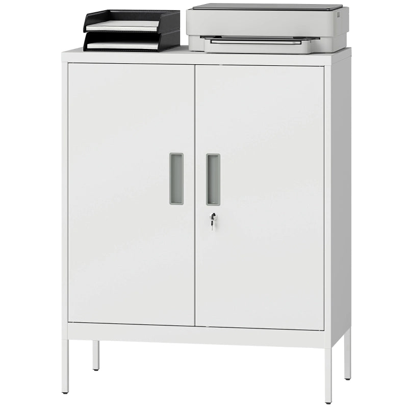 Armadio contenitore con 2 porte e ripiani regolabili in acciaio Bianco 80 x 40 x 100 cm