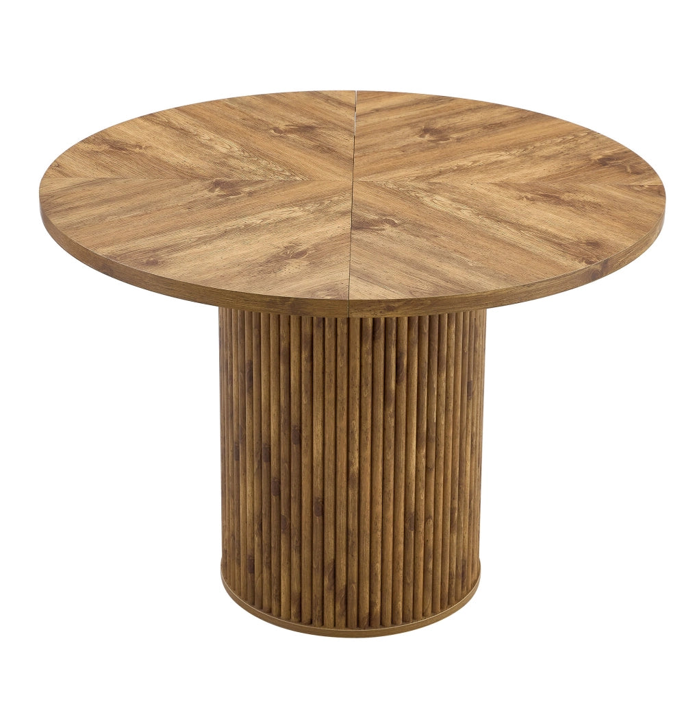 Tavolo da pranzo rotondo ?100 cm in MDF con gambe cilindriche e vano contenitore