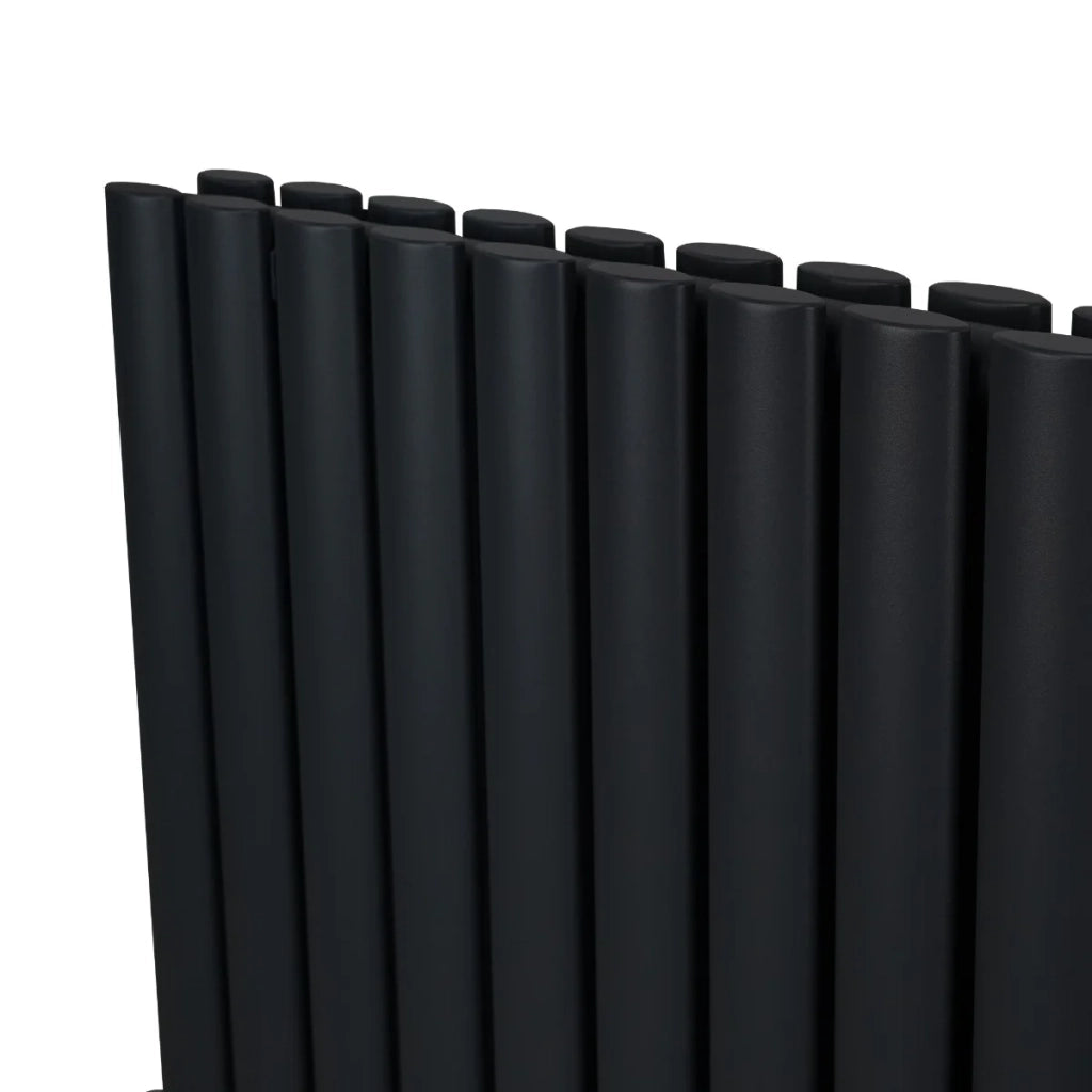 Radiatore a colonna ovale e valvole cromate TRV Designer nero 600 mm x 1440mm