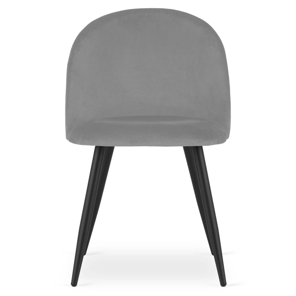 Set di 3 sedie Bello in velluto grigio chiaro e metallo nero