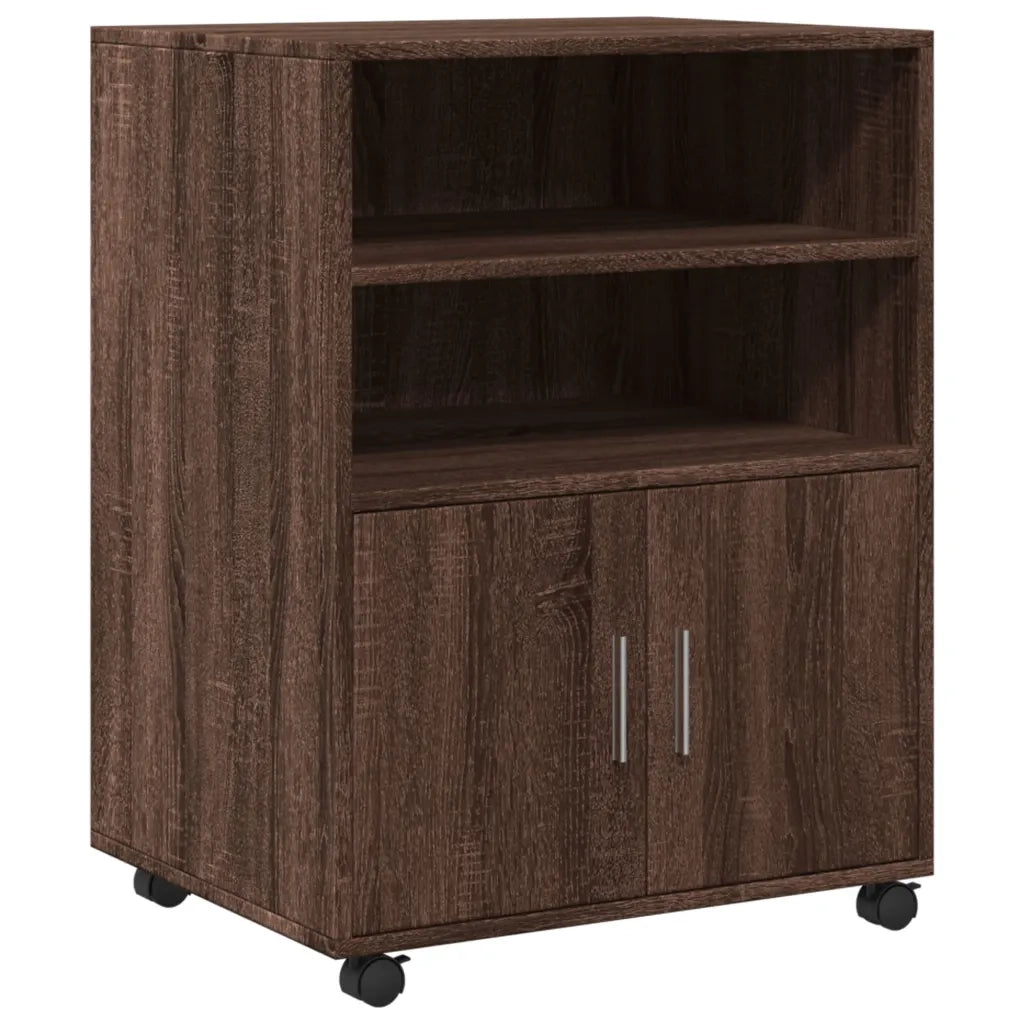 Armadietto con Ruote Rovere Marrone 60x48x81 cm in Truciolato 853170