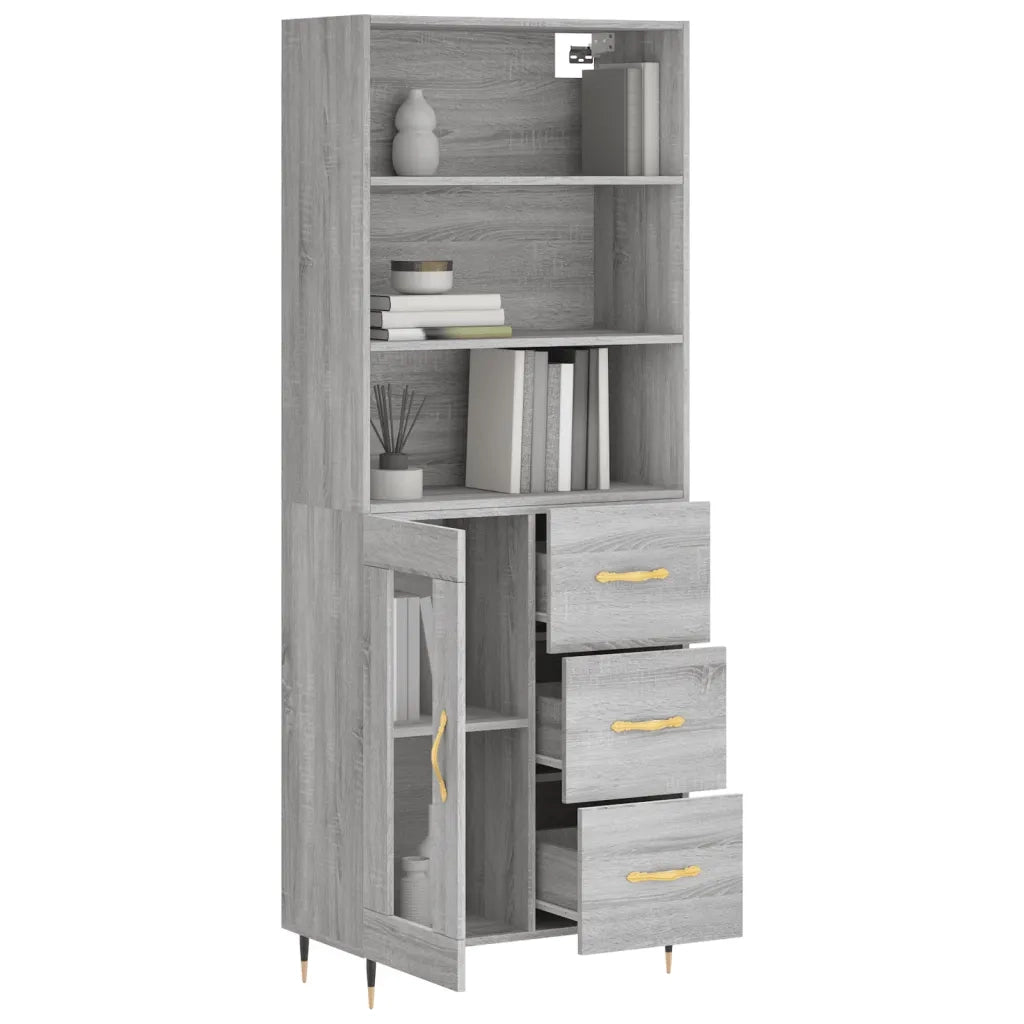 Credenza | Madia | Buffet da pranzo | Armadio da pranzo Grigio Sonoma 69,5x34x180 cm in Legno Multistrato