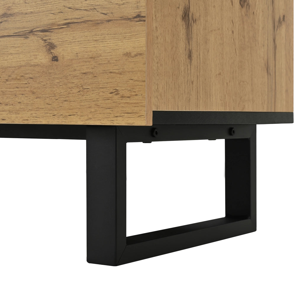Mobile TV con anta a ribalta vani aperti e due ante in pannello truciolare color legno 180 × 38 × 45 cm