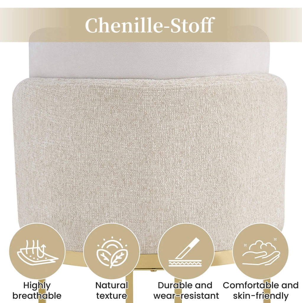 Set di 4 sedie da pranzo in ciniglia beige e oro