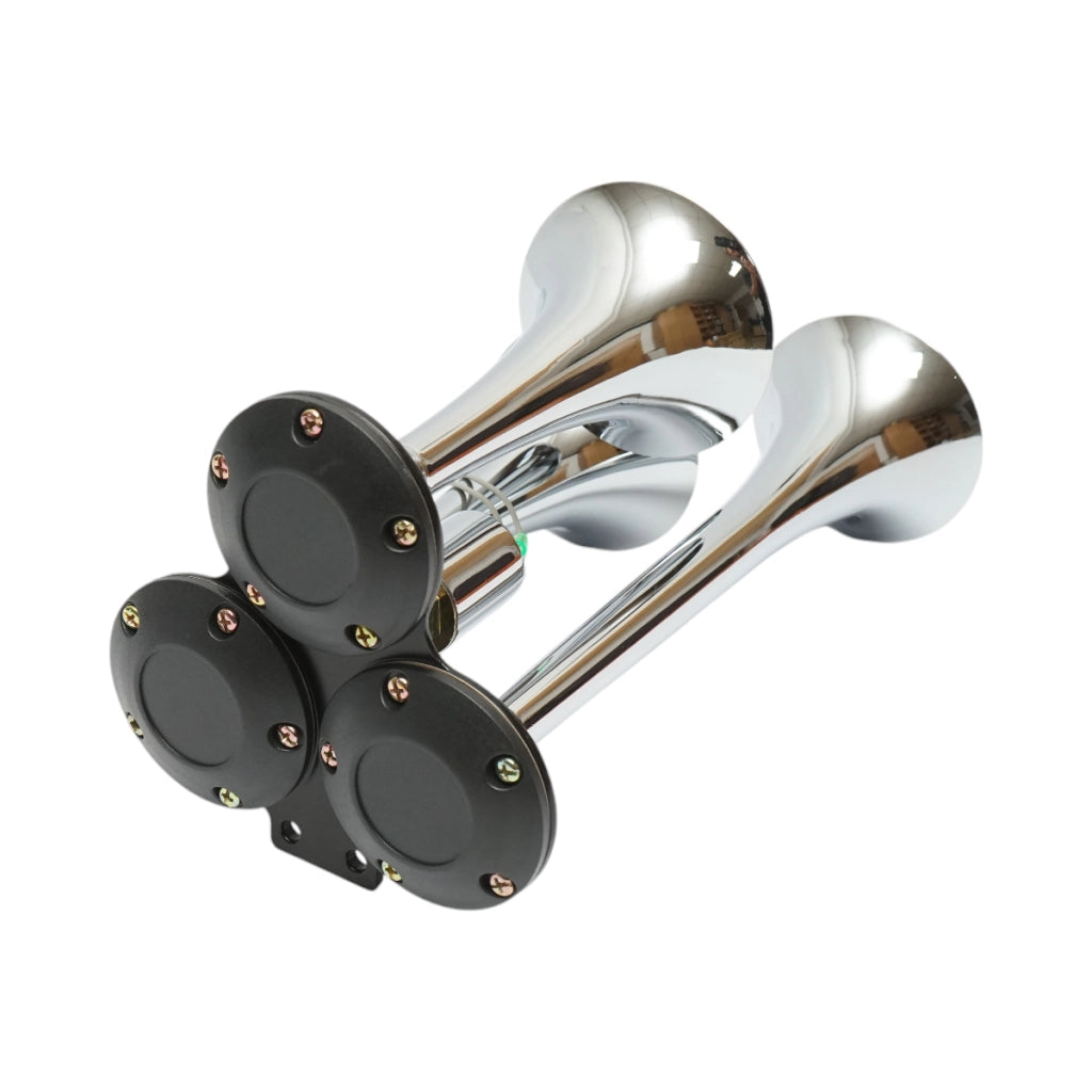 Clacson a 3 trombe per compressore d’aria 12/24V.