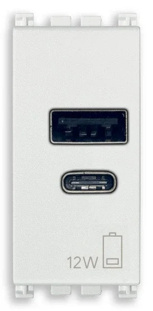 VIMAR Alimentatore USB A+C 12W2,4A5V 1M bianco - 19292.AC.B