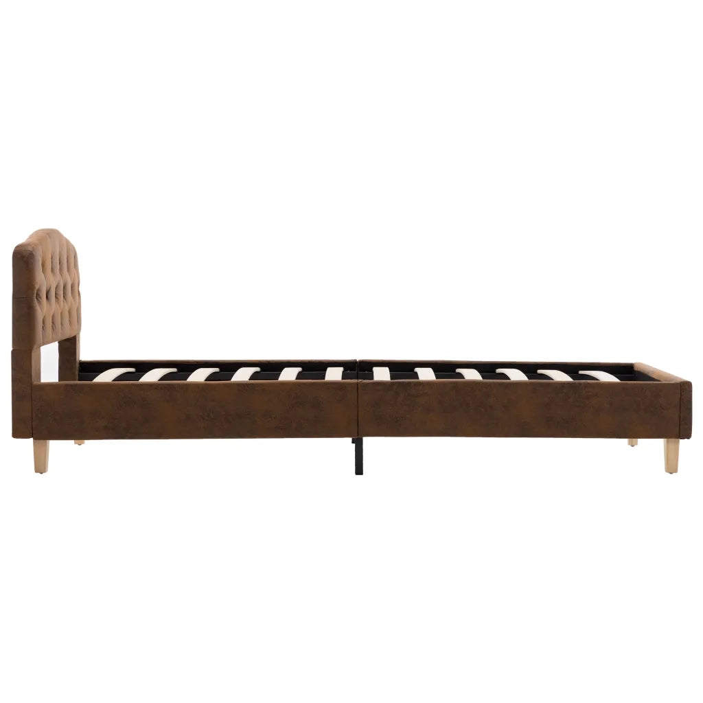 Giroletto-Struttura Letto Marrone in Similpelle Scamosciata 90x200 cm 615898