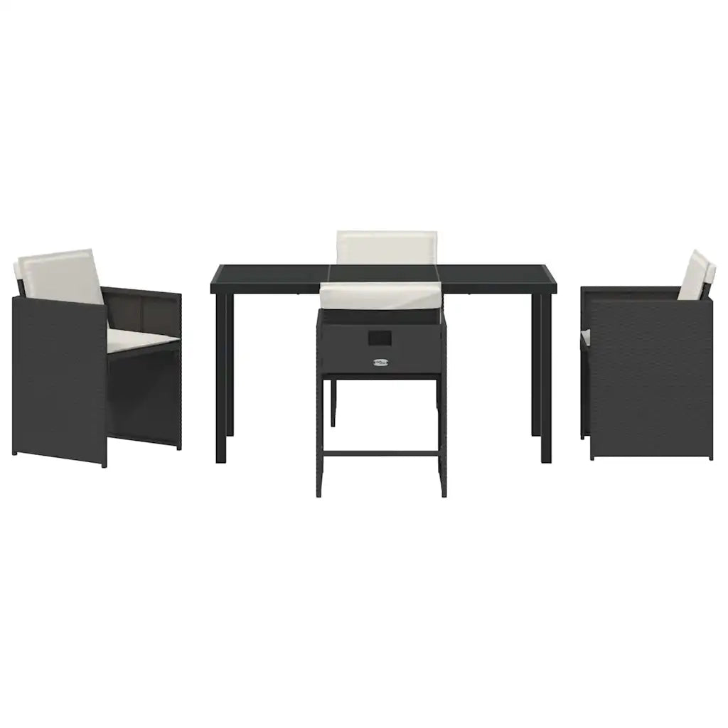 Set da Pranzo per Giardino 5 pcs Nero polyrattan 3380686