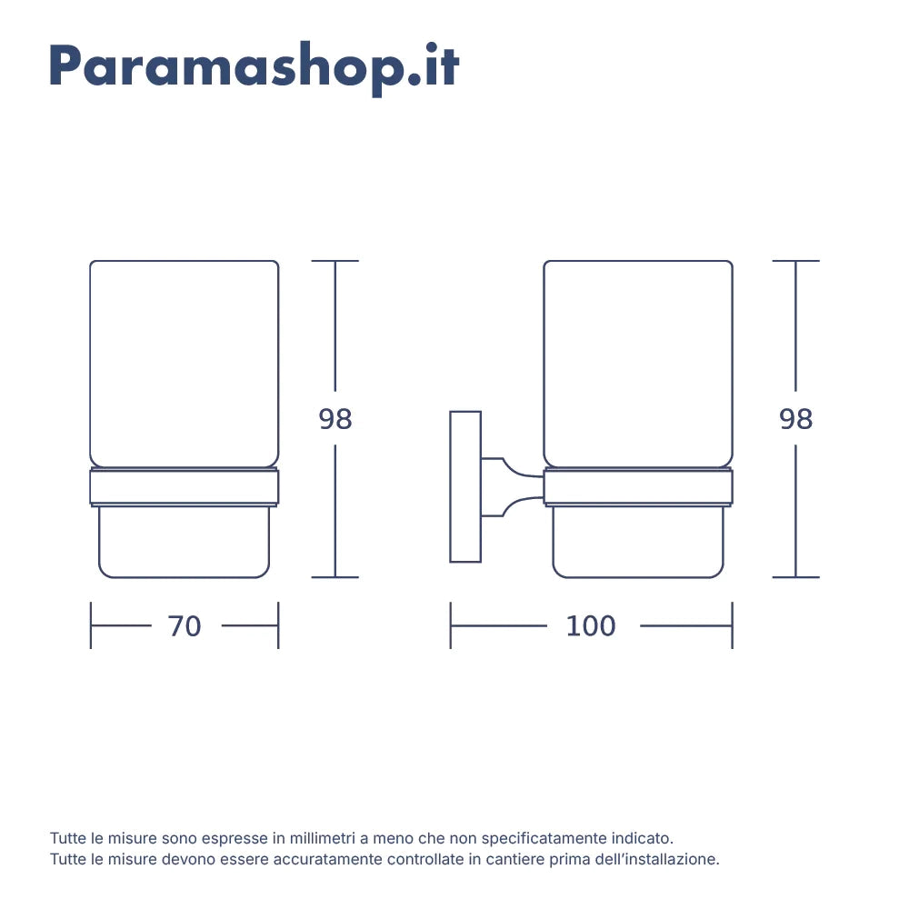 Set da bagno 2 accessori cromato: dispenser sapone, porta spazzolino | Wash