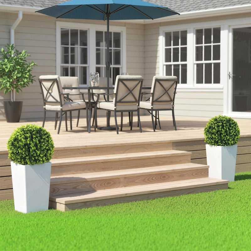Piante artificiali 2 pezzi con sfere di fogliame in plastica resistente ai raggi UV verdi Ø 32 × 65 cm con vaso