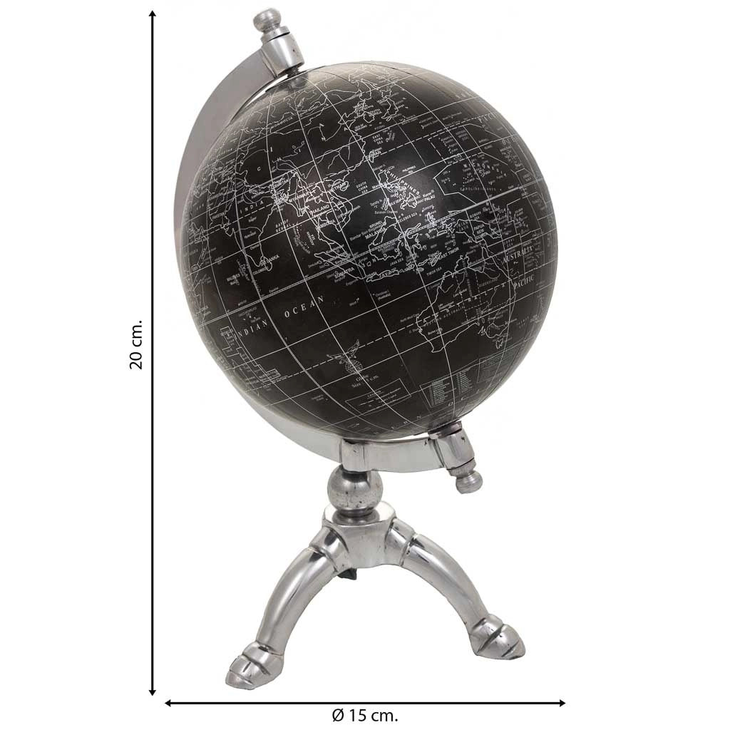 Globo in plastica, ferro e alluminio nero d15x20h cm