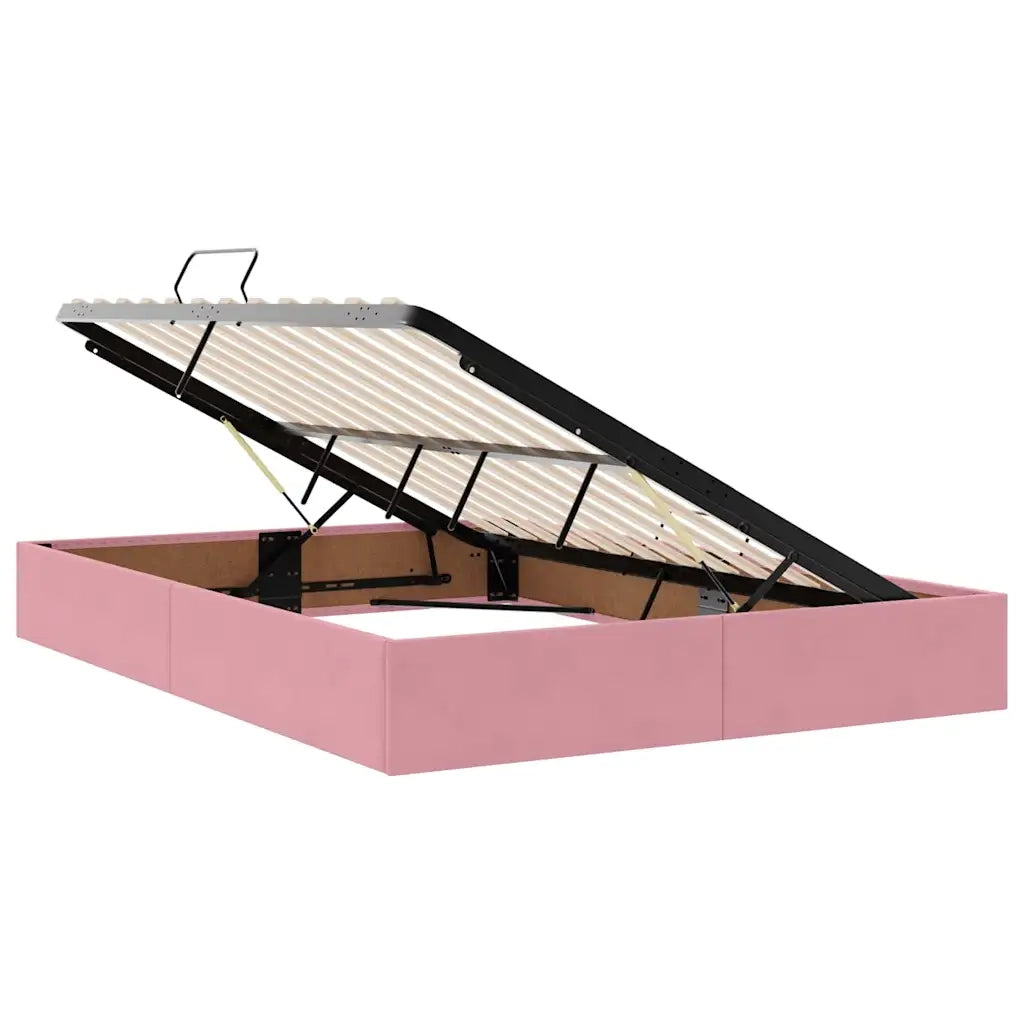 Letto con contenitore e materasso Rosa 140 x 200 cm Velluto 3372158