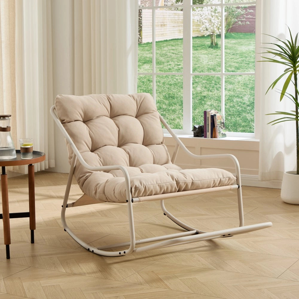 Poltrona a Dondolo con Cuscino ¨C Xylo ¨C Beige