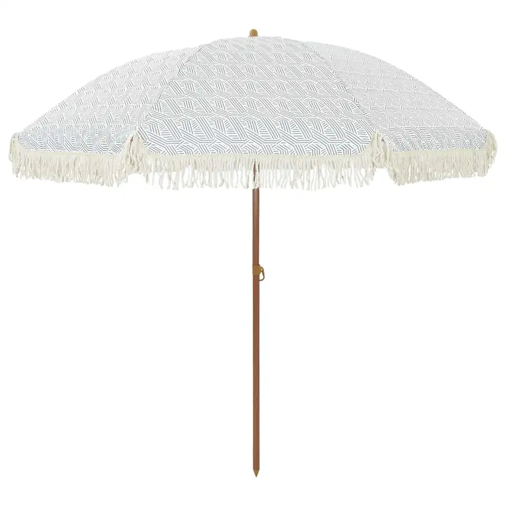 Ombrellone da Spiaggia Grigio e Bianco 205 x 205 x 210 cm 42006682
