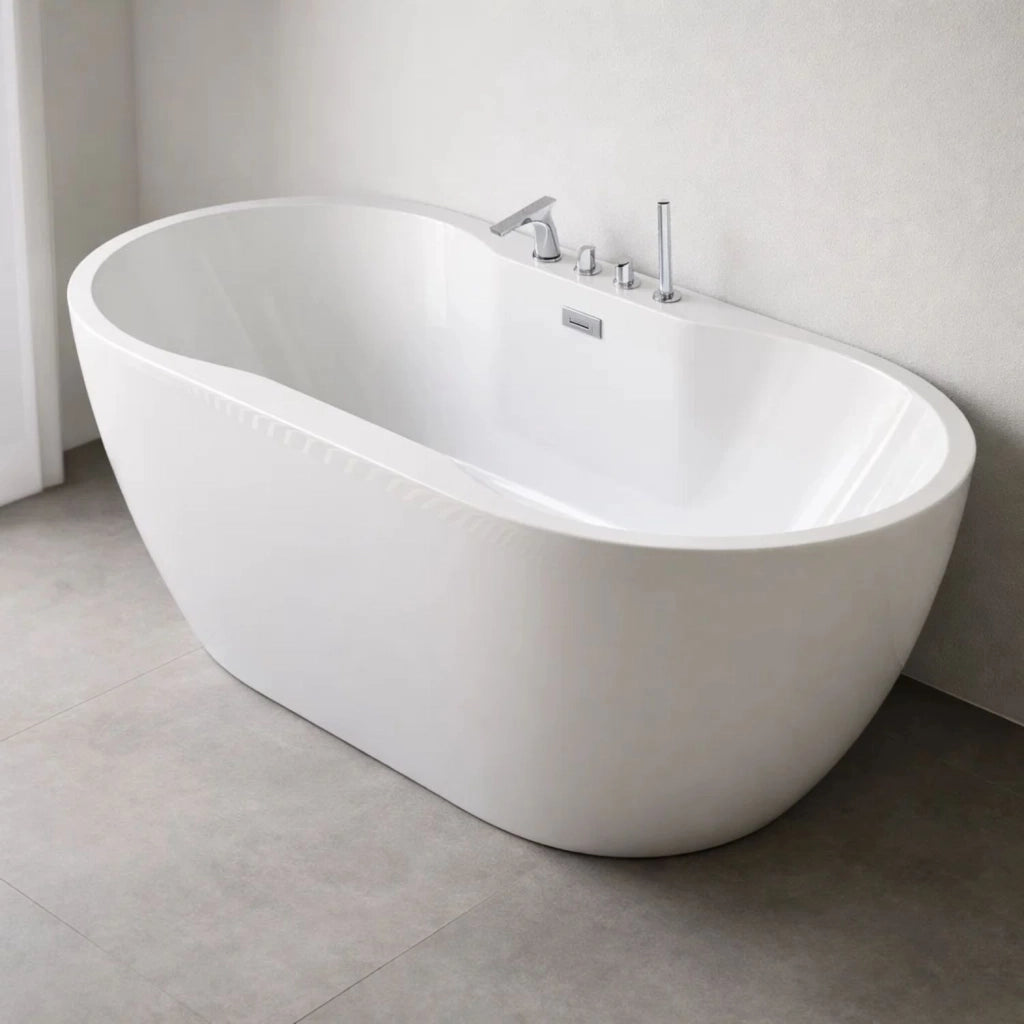 Vasca da bagno free standing ovale acrilico bianco lucido 3 misure h 60 cm *** misure 170x80x60 cm, confezione 1