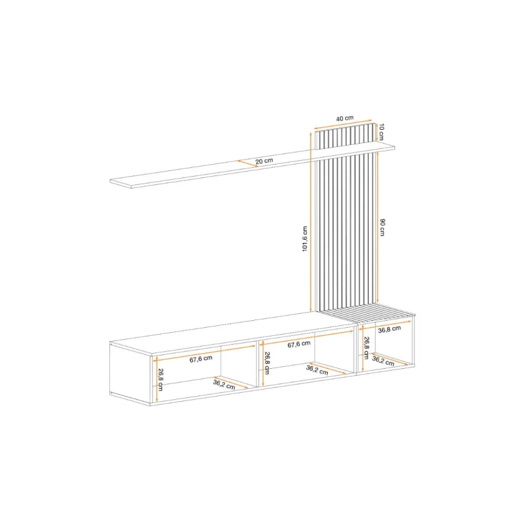 Composizione murale LIPA – Mobile TV, scaffale e pannello murale