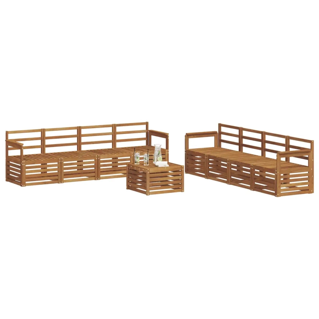 Set divani 9 pcs Naturale Legno di Acacia Massello 3374554