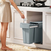 Pattumiera estraibile ULEVR da incasso 30 L con 2 secchi rimovibili 20+10 L, grigia