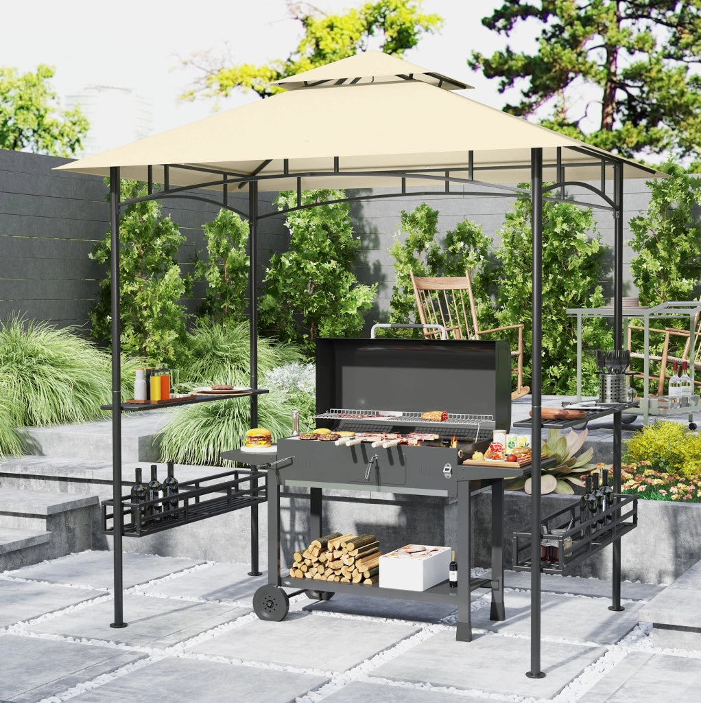 Gazebo per barbecue in acciaio beige 240 x 150 x 257 cm