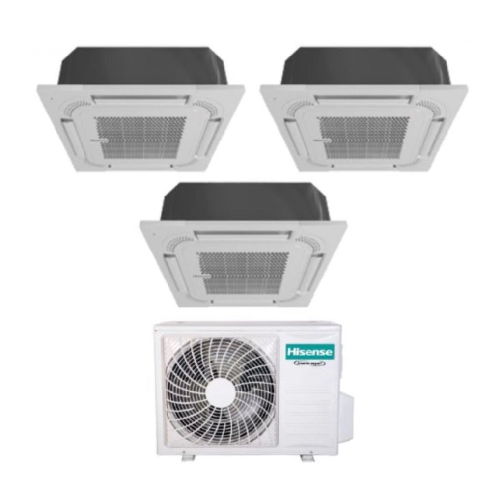Climatizzatore Condizionatore Hisense Trial Split Inverter a Cassetta 9+9+12 con 3AMW62U4RJC R-32 Wi-Fi Optional 9000+9000+12000 con Telecomando e Pannello Incluso