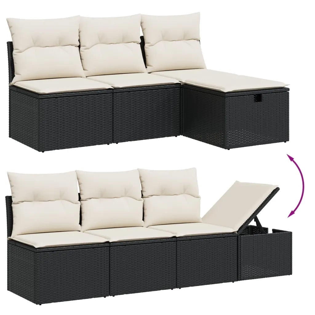 Set Divani da Giardino con Cuscini 8 pz Nero in Polyrattan 3263822