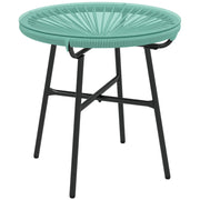 Tavolino da Giardino Tondo in Rattan PE e Metallo con Piano in Vetro Temperato, Tavolino da Salotto da Esterno Ø 50 x 50H cm