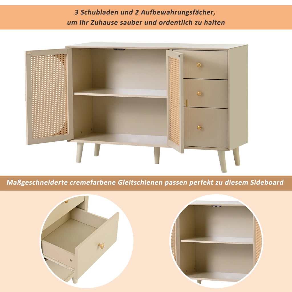 Credenza Porta TV con Ante e Cassetti ¨C Xylo ¨C Bianco Offwhite, 120 cm