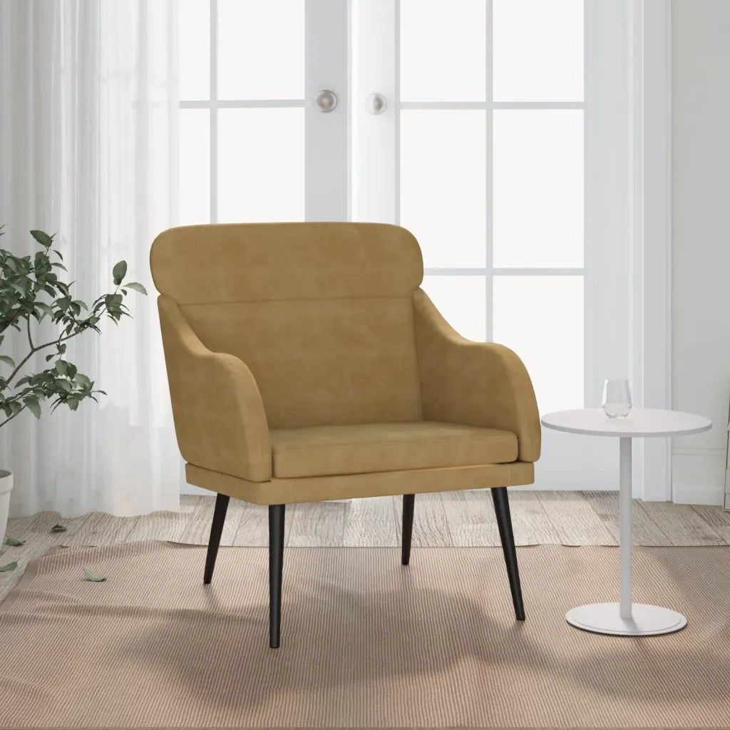 Poltrona-Divano Sedia-Poltroncina Marrone 63x76x80 cm Velluto