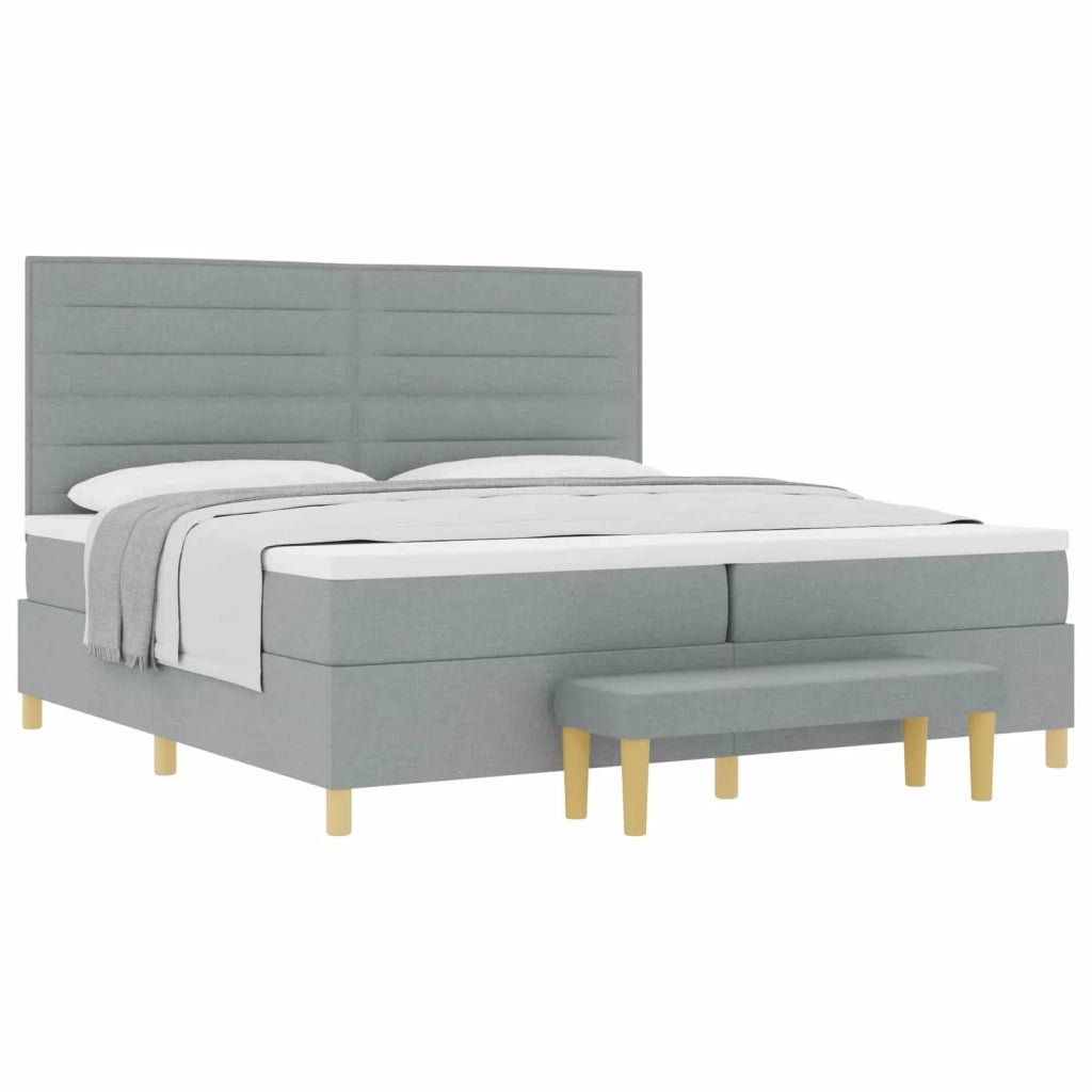 Letto a molle con materasso Grigio chiaro 200 x 200 cm Tessuto