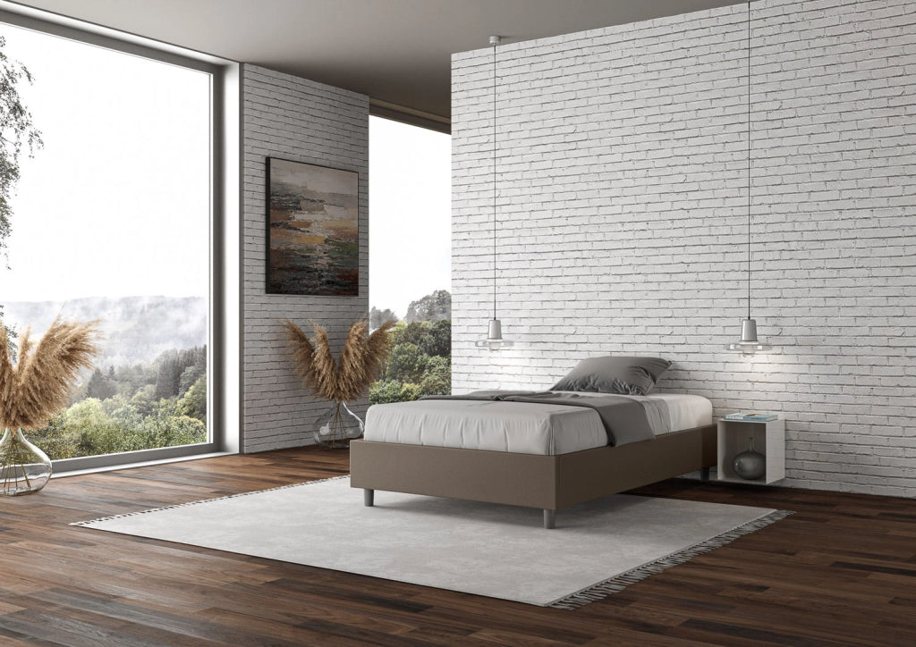 Letto 1 Piazza e Mezzo Sommier 120x210 cm con Rete Azelia Cappuccino
