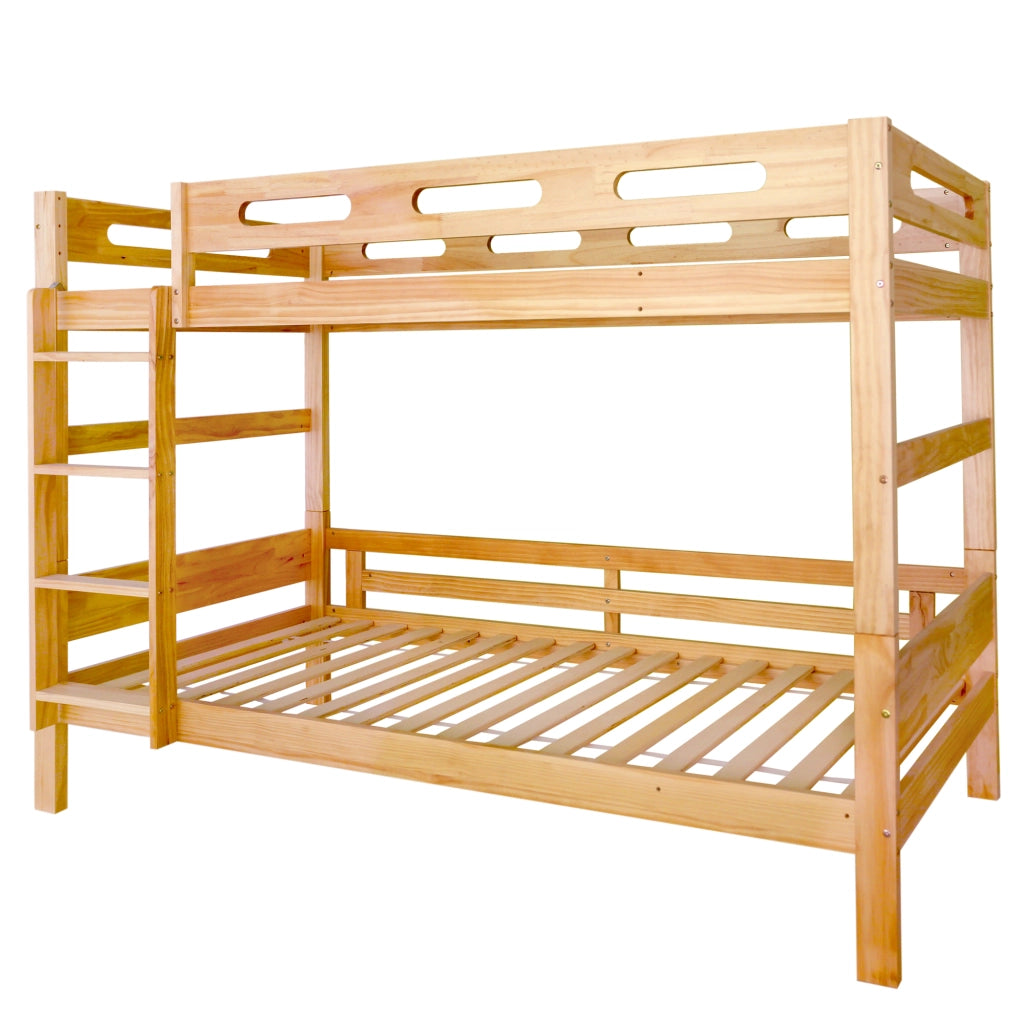 Letto a castello 2 posti per bambini 90×200 cm, divisibile in due singoli, senza materasso, pino naturale