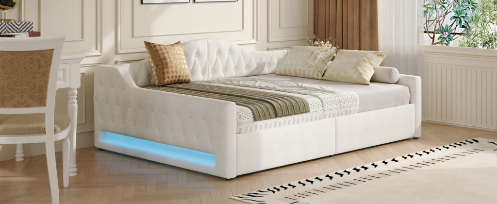 Daybed Imbottito 140x200 cm con LED; Beige
